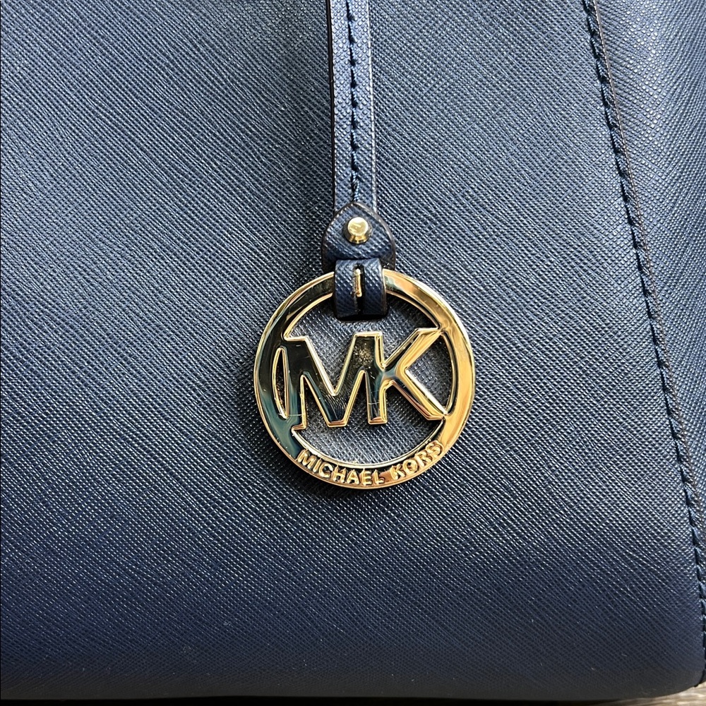 Michael Kors “CIARA” Navy Saffiano Leather Satchel (Size Medium) - Picture 5 of 14